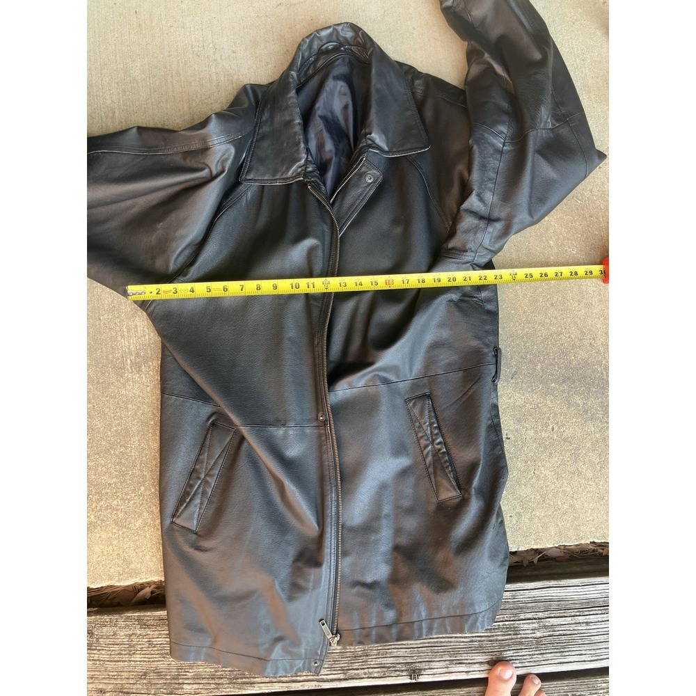 VTG Men's Black Genuine Leather Biker Jacket Motorcycle Zip-Up Slim Fit Size Xl - Picture 12 of 14